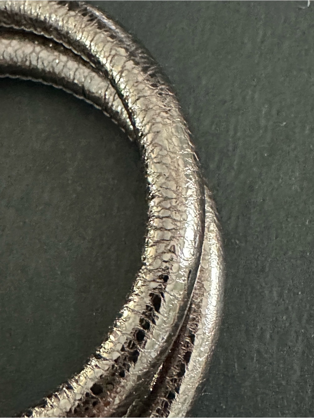 Brighton Pair of Gold and Silver Woodstock Metallic Leather Wrapped Bracelets - Picture 6 of 8